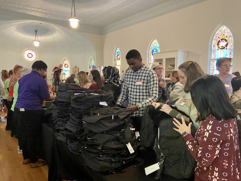 More than 40 students gathered at Milton’s Lydia B. Cannon Museum Jan. 26 for a day of service honoring Milton native and civil rights lawyer Bryan Stevenson. Students packed dignity bags to be distributed to people re-entering society after incarceration. ELLEN DRISCOLL PHOTOS